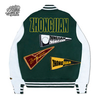 Vente en gros de vestes universitaires pour hommes blouson d'aviateur personnalisé avec broderie en chenille et écusson de logo