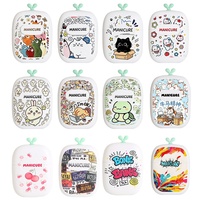 Coffret Cadeau Portable de Soins Personnels : Coupe-Ongles, Ciseaux à Ongles, Repousse-Cuticules et Cure-Oreilles à Motifs Graffiti de Personnages de Dessins Animés