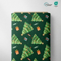 Tissu DBP imprimé sapins de Noël, design mignon personnalisé, tissu polyester double brossé pour vêtements de yoga, sans MOQ, tissus de base personnalisés