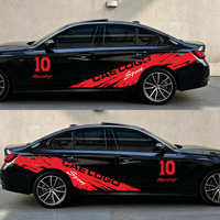 6 autocollants graphiques de course pour carrosserie latérale de voiture, motifs numérotés pour bas de caisse de berline, accessoires de décoration extérieure automobile