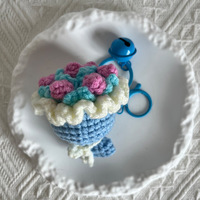 Nouvel Arrivage : Porte-clés Bouquet de Fleurs au Crochet Fait Main, Breloque de Sac, Poupée Amigurumi Mignonne, Jouet Rose en Peluche Tricotée, Pendentif Décoratif