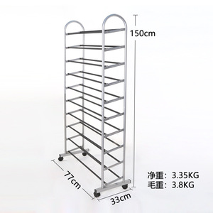 Étagère à chaussures multi-niveaux en métal Jinsheng avec roulettes, rangement autoportant pour la maison et le hall d'entrée - Product Image 4