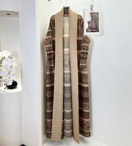 Luxe geplooide abaya voor dames 2026 <span class=keywords><strong>Dubai</strong></span> Miyake open voorzijde cardigan kaftan Midden-Oosterse elegante bescheiden jurk plus size geprint - Product Image 3