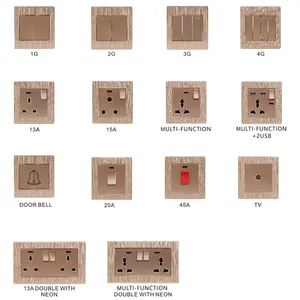 ABUK gold brushed wall modern light home electrical switch uk usa and usb socket in Middleast market