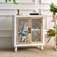 Meuble d'entrée/commode de rangement INNOVA Home Farmhouse pour salon, en bois durable avec panneau décoratif floral, idéal pour hôtel