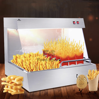 Armoire chauffante commerciale en acier inoxydable pour frites avec rangement et lampe chauffante, idéale pour les restaurants de restauration rapide
