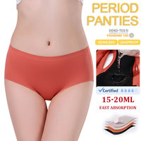 Culottes menstruelles sans couture, anti-fuites, en coton biologique à 4 couches, discrètes, pour adolescentes