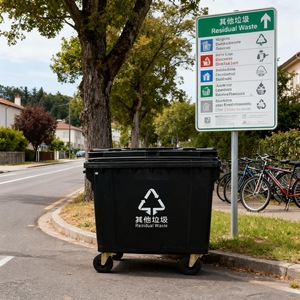 Oem công suất lớn 660L thân thiện với môi sử dụng ngoài trời di động rác bin với nắp cấu trúc cho tái chế - Product Image 4