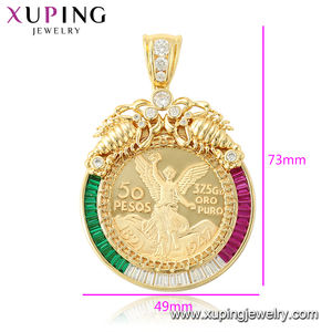 33125 xuping Pendentifs de mode plaqués <span class=keywords><strong>or</strong></span>, pièce commémorative <span class=keywords><strong>50</strong></span> <span class=keywords><strong>Pesos</strong></span>, pendentifs neutres, cadeau - Product Image 2