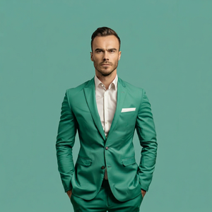 Traje de Negocios Elegante de 2 Piezas para Hombre con Blazer de Un Solo Botón y Pantalones a Medida para Bodas, Oficina, Recepciones y Eventos Nocturnos - Product Image 1