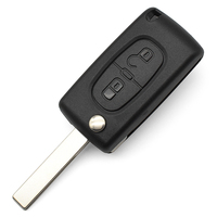 Carcasa de Llave Plegable de 2 Botones para Coche, Cubierta de Llave HU83 CE0523 (sin Soporte para Batería) con Anillo Metálico