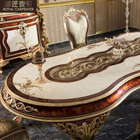 Table à manger ovale en bois sculpté européenne, grand mobilier de restaurant de villa, chaises de salle à manger pour usage domestique, appartements, palais royal