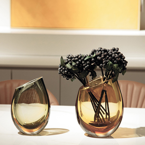 Home Decoration Items Amber Color Tea Table Small One Murano <b>Glass</b> <b>Bag</b> <b>Vase</b> for Flowers - Product Image 4