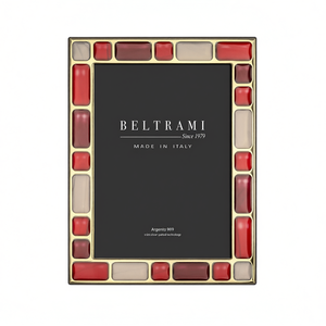 Beltrami Handmade Silver Plated Wood Structure Embossed Elegant Rectangle Photo <b>Frame</b> Made in Italy - Product Image 2