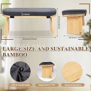 Yoga Meditation <b>Bench</b> Wooden Kneeling Stool 43x18.5x20.5cm Detachable <b>Pad</b> For Home Practice Unisex - Product Image 4