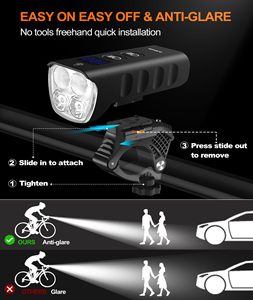 ไฟหน้า<span class=keywords><strong>จักรยาน</strong></span> 1600 ลูเมนส์ ไฟ LED สว่างพิเศษ สำหรับ<span class=keywords><strong>จักรยาน</strong></span><span class=keywords><strong>เสือ</strong></span><span class=keywords><strong>ภูเขา</strong></span>และ<span class=keywords><strong>จักรยาน</strong></span>ไฟฟ้า แบตเตอรี่แบบชาร์จได้ 6400mAh มาตรฐานกันน้ำ IPX5 - Product Image 6