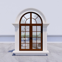 Fenêtre à battants en aluminium à double vitrage, style français, avec grille décorative, à rupture de pont thermique et insonorisée, pour villa