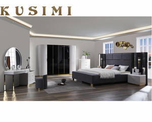 Set Camera da Letto Moderno di Lusso Imbottito con Letto Contenitore Matrimoniale o <span class=keywords><strong>Queen</strong></span> <span class=keywords><strong>Size</strong></span> - Vendita Diretta dalla Fabbrica - Product Image 1