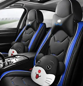 3D 5D Cartoon Cushion Luxury Faux Leather L Full Set Seat Covers For Most Car SUV Truck PIck-up Car Seat Cover Cushion