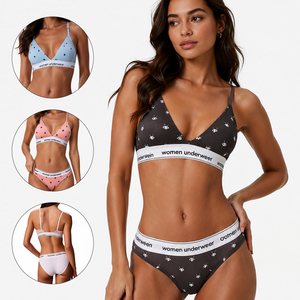 Conjunto de 2 Piezas de Sujetador Deportivo y Braguita de <span class=keywords><strong>Bikini</strong></span> para Mujer, Sin Varillas, Acolchado, Copa Completa, Antibacterial, Transpirable - Product Image 2