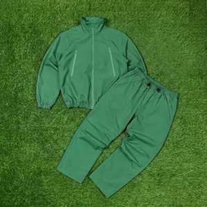 Ensemble de survêtement pour homme en polyester blanc, couleur unie, col montant, décontracté, pour le printemps, en tissu tricoté respirant, coupe-vent, vente en gros - Product Image 3
