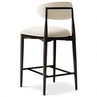 Chaise de salle à manger au design moderne, meubles de salle à manger, dossier incurvé, chaises de salle à manger en bois massif de chêne, tabouret de bar et de comptoir en tissu