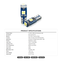 Bohlam LED T5 W3W Multi-warna dengan Chip SMD 3030 untuk Lampu Tombol Persneling & AC Mobil