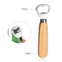Ouvre-bouteille avec manche en bois massif, ouvre-bouteille en acier inoxydable massif, pour Bar de fête familial