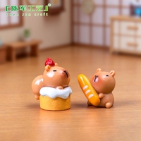 Figurine artisanale en résine peinte à la main, motif Capybara mignon, pour maison de poupée, ornement de bureau, micro-paysage, style dessin animé, DIY artistique
