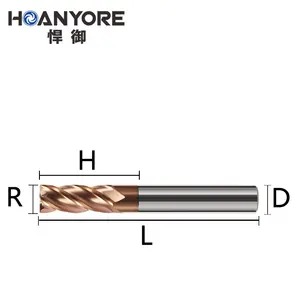 Hoanyore D3-D16 cứng hợp kim vonfram thép vàng tráng cuối Mills Đồng lớp phủ hrc55 Carbide phay Cutter