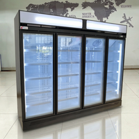Congélateur vertical de présentation pour supermarché, à porte vitrée simple, refroidissement par ventilateur, congélation profonde à -24 degrés, pour restaurant commercial
