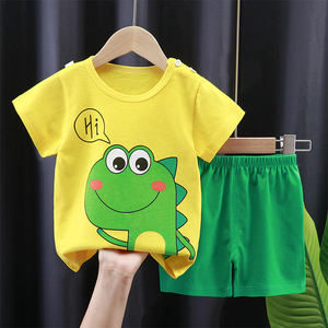 T-shirt pour enfants à manches courtes été garçon coton costume femme trésor été shorts bébé vêtements - Product Image 6