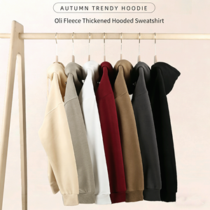 Giacca con Cappuccio in Lana Ouli Foderata in Pile per Autunno e Inverno, Capospalla Trendy <span class=keywords><strong>da</strong></span> Uomo, Felpa con Cappuccio Larga con Logo Stampato - Product Image 1