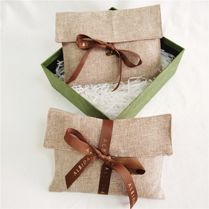 Chuanghua BSCI Recyclable Jute Hemp <b>Envelope</b> <b>Gift</b> Jewelry Packaging Dust Bag Luxury Logo Ribbon Pouch Customizable Shoe - Product Image 4