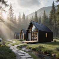 Maisonnette de luxe préfabriquée en bois de 20 pieds avec structure triangulaire en acier, pour logement forestier UE, avec salle de bain et salle de sport - En promotion