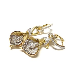 Cadeau d'anniversaire de mariage, boucles d'oreilles créoles vintage brillantes en or jaune 18 carats avec diamants naturels de haute qualité taille brillant pour femme - Product Image 3