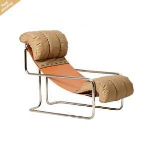 <span class=keywords><strong>Fauteuil</strong></span> inclinable moderne minimaliste en acier inoxydable et <span class=keywords><strong>cuir</strong></span>, confortable, pour salon - Product Image 2