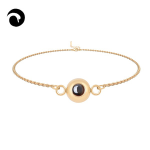 Bracelets à breloques personnalisés avec projection d'image, faits à la main, en acier inoxydable plaqué or 18 carats, tendance, unisexe, <span class=keywords><strong>breloque</strong></span> « Je pense à toi » - Product Image 1