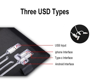 A5 PU cuir couverture power bank cahier de charge sans fil journal Logo personnalisé powerbank cahier avec USB lumière LED Logo et - Product Image 3