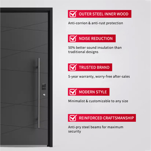 Porte d'<span class=keywords><strong>entrée</strong></span> principale <span class=keywords><strong>de</strong></span> villa moderne minimaliste, en bois massif, design personnalisé, luxe, imperméable, pour l'extérieur des hôtels - Product Image 4