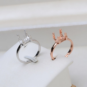 Anillo de Plata S925 con Cuatro Garras, Anillo Abierto para Mujer, Anillo de Dedo con Perla de 7-7.5 mm, Accesorios de Joyería DIY, Semiterminado 1886 - Product Image 2