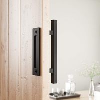 Juego de Manijas Cuadradas de Acero Negro de 12 Pulgadas para Puertas de Granero, Diseño Rústico Grande de Doble Cara, Ambidiestro, para Puertas de Madera y Portones 1