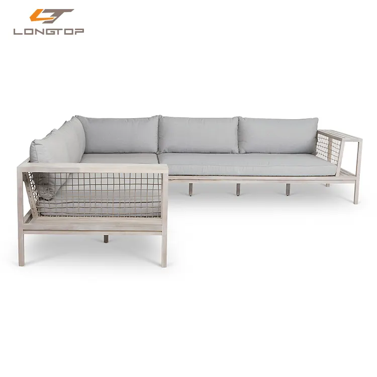 Outdoor Teak Houten Touw Waterdichte Tuin Patio Buiten Seat Meubelen Sofa Set Tuin Sofa