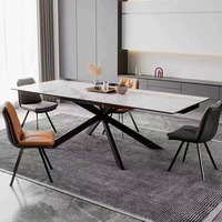 Meubles de salle à manger italiens modernes, table à manger extensible en pierre frittée, table à manger réglable en métal rétractable pour la cuisine