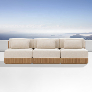 6 chỗ ngồi Gỗ Tếch sofa sọc thiết kế cao cấp Đồ gỗ ngoài trời sân sau boong vườn sofa Set - Product Image 4