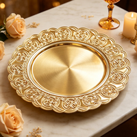 Assiettes de présentation en plastique Woju, plaquées or, décoratives, pour buffet, hôtel, restaurant et table de cérémonie