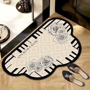 Bathroom <b>Mat</b> Diatomaceous Earth Crystal Velvet Absorbent Non Slip Novelty Shape Floral Pattern Home Use - Product Image 1