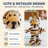 Porte-clés en peluche Tigre mignon Prêt à expédier Pendentif animal de la jungle en peluche Breloque de sac Accessoire Kawaii CE EN71