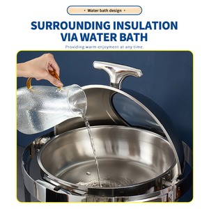 WINNERS Flip Top Acero inoxidable Gold Chafing Dish Juegos de calentadores de alimentos Buffet Display <span class=keywords><strong>Warmer</strong></span> con tapa de vidrio para bodas al aire libre - Product Image 5