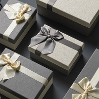 Boîte cadeau de luxe en carton rigide, imprimée sur mesure, avec nœud, pour mariage et festival, avec couvercle supérieur et inférieur, pour bougie ou portefeuille